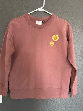 Patagonia Kids L Crewneck Sweatshirt Sun Patch Graphic Pink Organic Cotton